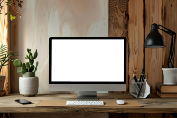 Blank white screen desktop computer