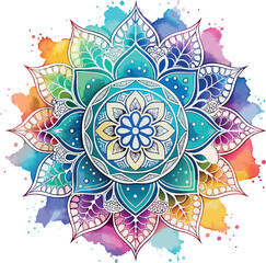 Hand drawn watercolor mandala design