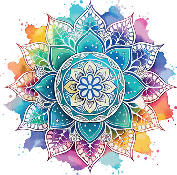 recommend clip art: Hand drawn watercolor mandala design
