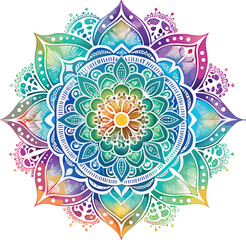 Hand drawn watercolor mandala design