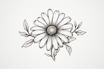Fototapeta premium Bold Daisy Tattoo Outline on White