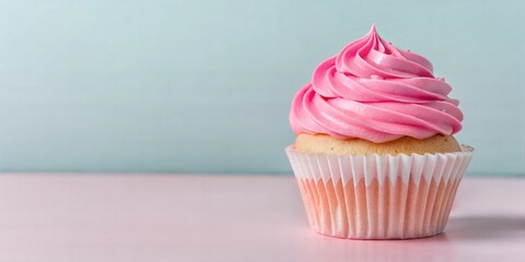 A 3D cupcake with delicate frosting on a soft, neutral background, symbolizing bakery craftsmanship