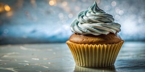 A 3D cupcake with delicate frosting on a soft, neutral background, symbolizing bakery craftsmanship