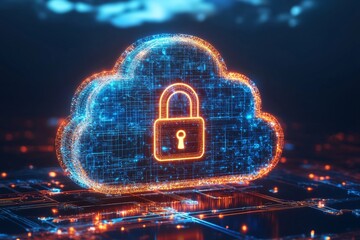 Fototapeta premium Illustration of Cloud Security Services Technology created with Generative AI