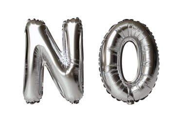 Word YES and NO of Gold foil balloons forming on plain white Transparent background OPEN and Invitation Concept