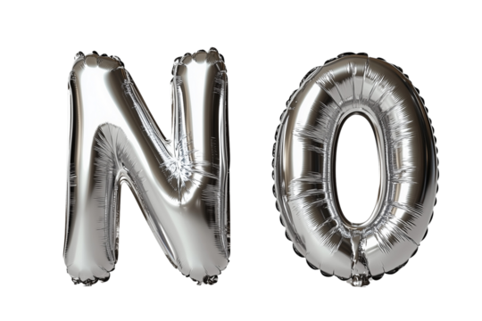 Word YES and NO of Gold foil balloons forming on plain white Transparent background OPEN and Invitation Concept