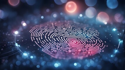 A close up of a fingerprint with a red dot in the middle