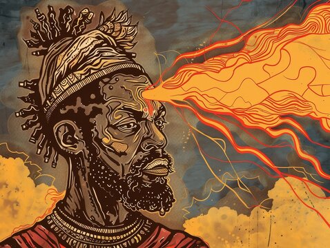 African Deity Shango: Thunderbolt, Lightning, Fire