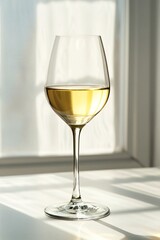 Verre de vin blanc, sur arrière plan flou, ia générative