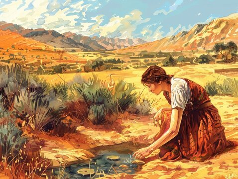 Biblical Figure Hagar Finds Water in Desert