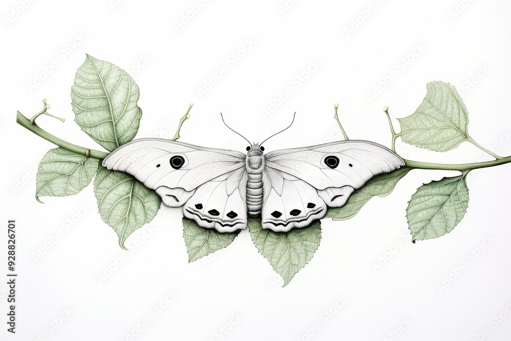 Wall mural Moth Caterpillar Tattoo Illustration