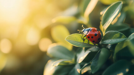 Obraz premium redbug on green leaf background