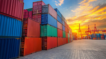Fototapeta premium container at cargo yard on nature background