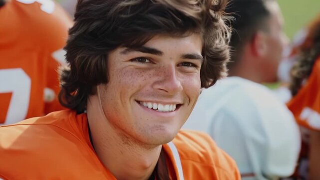 High school football quarterback smiling in 1980s