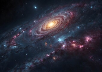 Obraz premium 3D illustration of Astronaut looks at black hole and event horizon. 5K realistic science fiction art. Elements of image provided