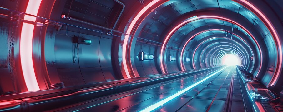 Futuristic transportation system with hyperloop tunnels, 4K hyperrealistic photo
