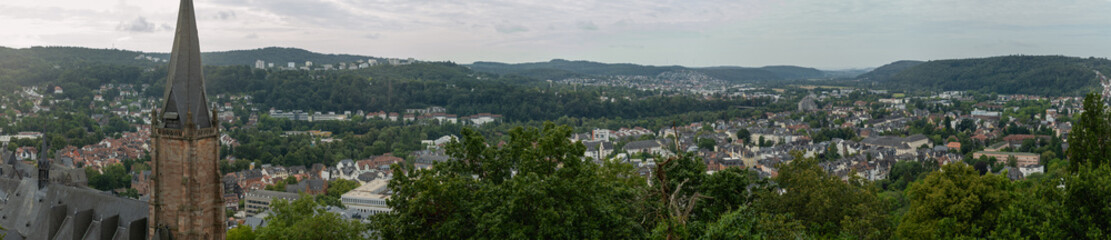 Obraz premium Superpanorama Blick vom Schloß auf die Stadt Marburg, kein Sonnenschein