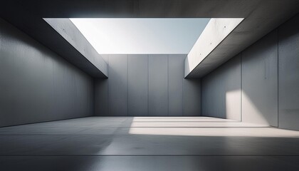 Minimalist Interior Design with Concrete Walls and Skylight