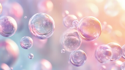 A vibrant background of colorful bubbles floating in a soft, dreamy atmosphere.