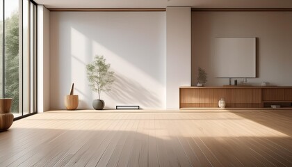 Minimalist Interior Design with Light Wood and White Walls