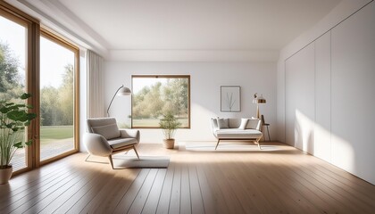 Fototapeta premium Minimalist Interior Design with White Walls and Natural Light