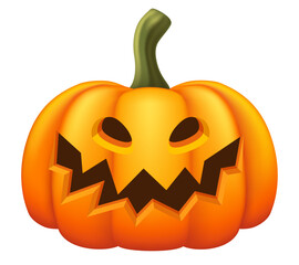 Pumpkin. Jack-O-Lantern. Vector realistic illustration isolated on white background.