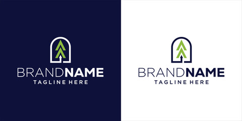 Creative Pine Tree Arrow Logo Design, Design Inspiration, Illustration, Vector