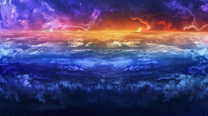 Fototapeta premium Celestial Storm Over a Dreamlike Sea