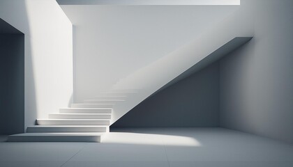 Fototapeta premium Minimalist White Concrete Staircase Architecture Design