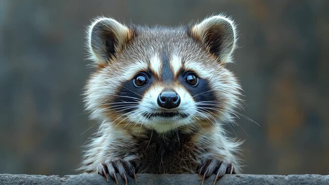 Curious raccoon cub gazing upwards with wonder and excitement