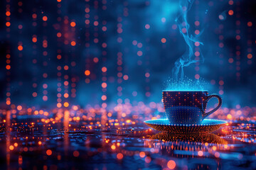 Magical Coffee Cup at Night 
