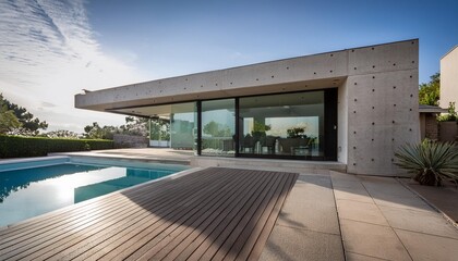 Modern Concrete House with Pool and Patio