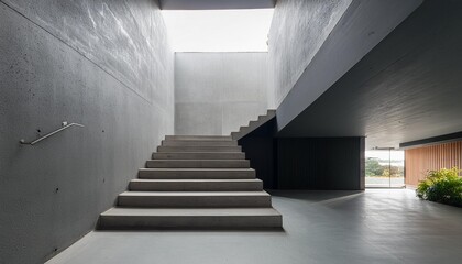 Modern Concrete Stairs in Minimalist Interior