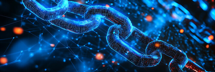 Blockchain and data security, panorama wallpaper, Connectivity and data security technologies