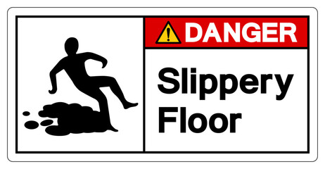 Obraz premium Danger Slippery Floor Symbol Sign,Vector Illustration, Isolate On White Background Label. EPS10
