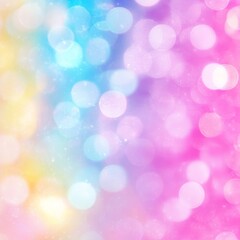 Fototapeta premium Dreamy Rainbow Bokeh: Abstract AI-Generated Background for Web and Print. Vibrant Pink, Blue, and Yellow Blurred Lights Create Ethereal 4K Wallpaper. Perfect for Decorative Posters, Marketing Material