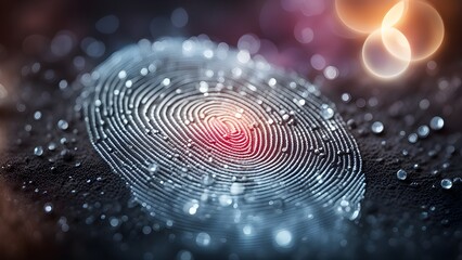 A fingerprint is shown in a blurry image with a red dot in the middle