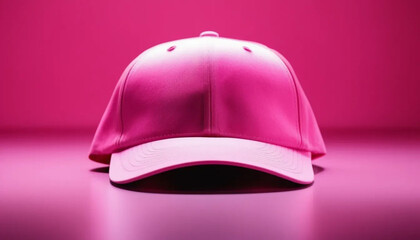 Fototapeta premium Pink baseball cap with space for logo, ai