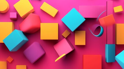 Dynamic 3D Abstract Background with Geometric Shapes and Vivid Colors