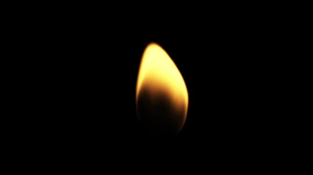 Candle fiery dancing movement rendering isolated on black backgrounds