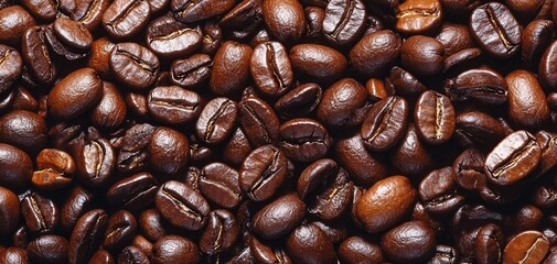 Closeup Macro Perspective of Rich Brown Roasted Coffee Beans A Textured Abstract Composition