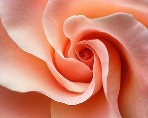 Abstract Macro Photography Peach Rose Petals Intertwining Closeup Perspective Soft Light Delicate Texture