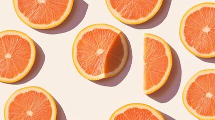 A pattern of orange slices on a light beige background.