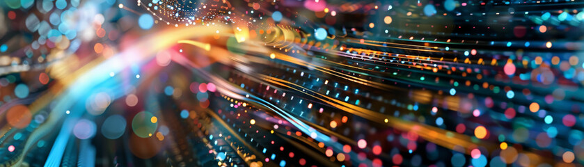 Fototapeta premium Smart cloud server with AI, futuristic big data stream 