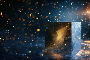 Obraz premium Gold cube with bokeh