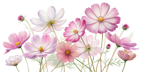 Fototapeta premium Blossom Cosmos Flower Background PNG with Transparent Cut Out