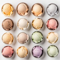 Obraz premium set of ice cream scoops top view. summer vibe. ai generated