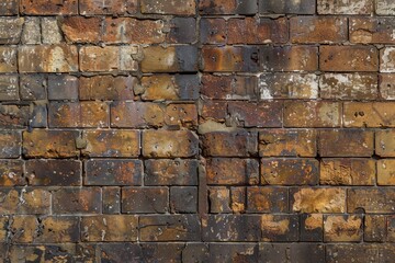 Brown Brick Wall Texture. Close-up of Old Brown Brick Wall Background in Vintage Style