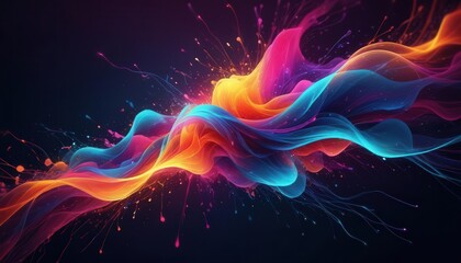 Fototapeta premium Colorful Abstract Digital Art with Glowing Particles