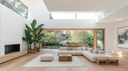 Fototapeta premium modern living room with garden view